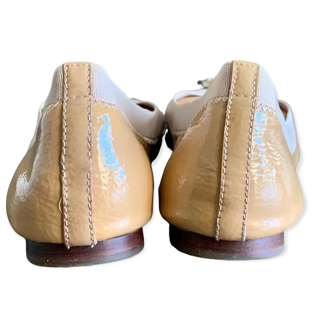 TORY BURCH women’s Caroline nude patent leather ballet flats sz 7.5